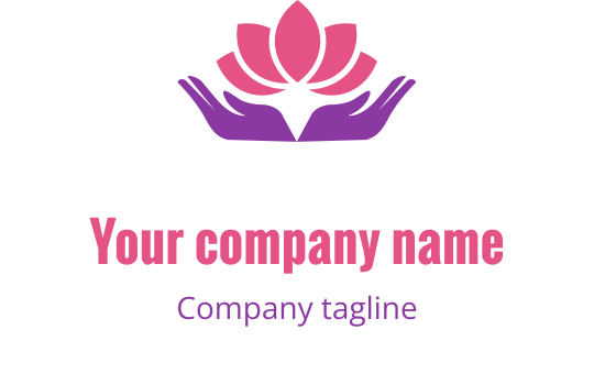 İki mor elin üzerinde pembe lotus bulunan şık logo tasarımı