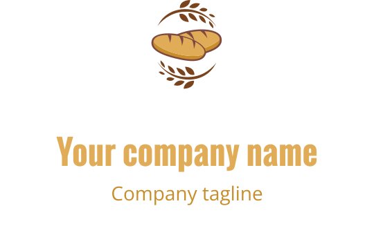 Şık logo tasarımı, kahverengi ve altın rengiyle stilize edilmiş bir ekmek sunuyor