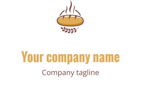 Şık logo tasarımı, kahverengi ve altın rengiyle stilize edilmiş bir ekmek sunuyor