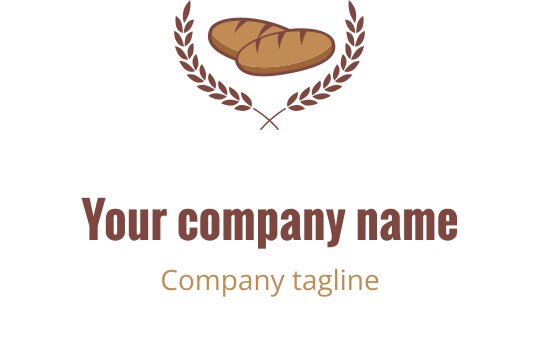 Şık logo tasarımı, kahverengi ve altın rengiyle stilize edilmiş bir ekmek sunuyor