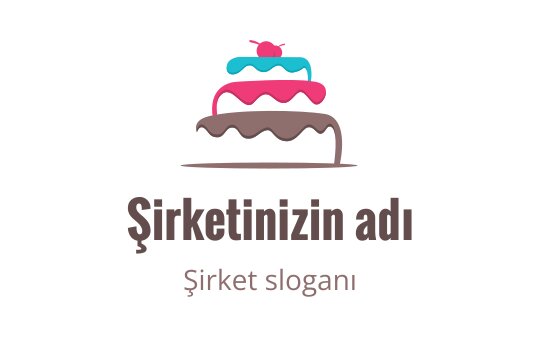 Renkli krema ve üstünde kiraz bulunan eğlenceli pasta logo tasarımı
