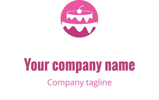 Şık bir pasta içeren eğlenceli pembe ve kırmızı logo tasarımı
