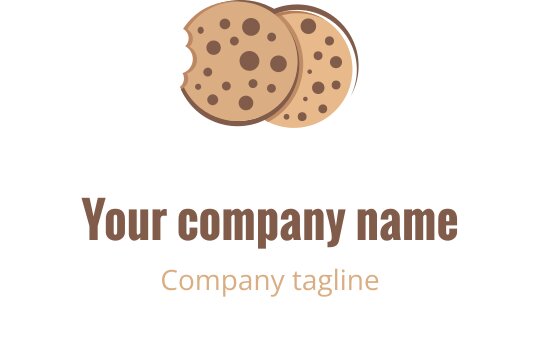 İki çikolata parçalı kurabiye içeren eğlenceli kurabiye logo tasarımı
