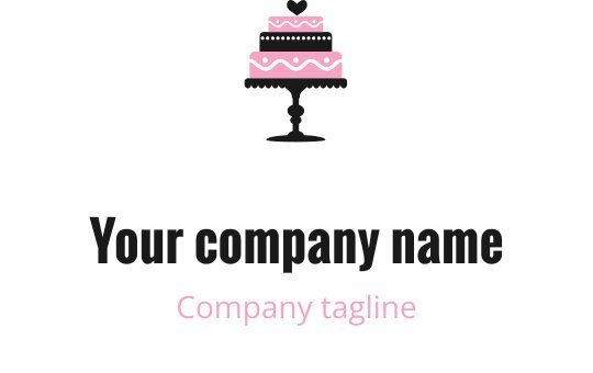 Şık siyah ve pembe logo tasarımı, stilize edilmiş pasta şekli içeriyor