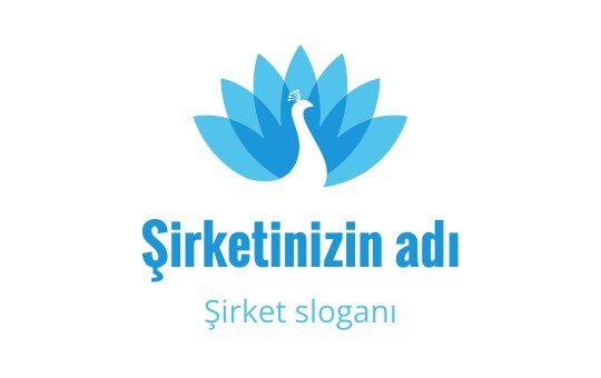 Katmanlı tüy şekilleriyle şık mavi tavuskuşu logo tasarımı