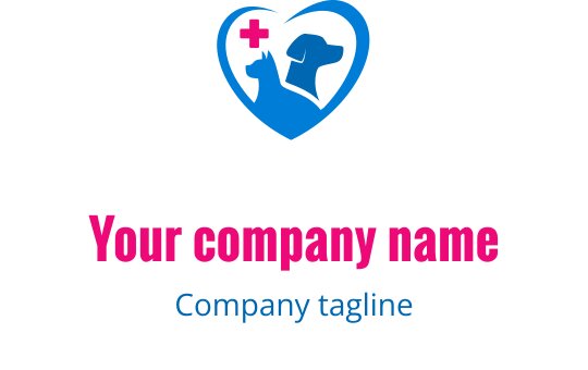 Köpek ve tıbbi haç içeren kalp şeklinde logo tasarımı
