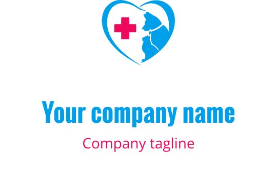 Kedi ve tıbbi haç içeren kalp şeklinde logo tasarımı