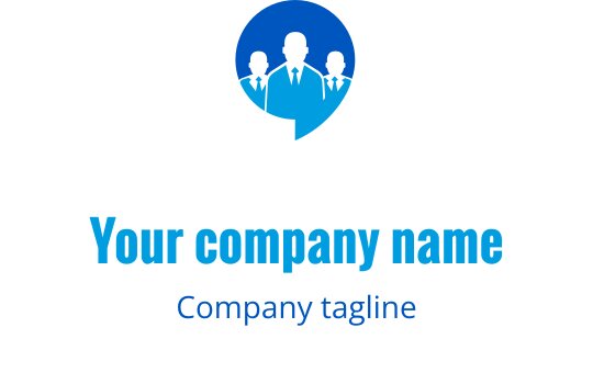 Mavi tonlarda üç figür silueti içeren profesyonel logo tasarımı