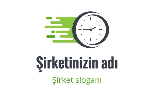 Yeşil hız çizgileri ve kalın metinle dinamik saat logo tasarımı