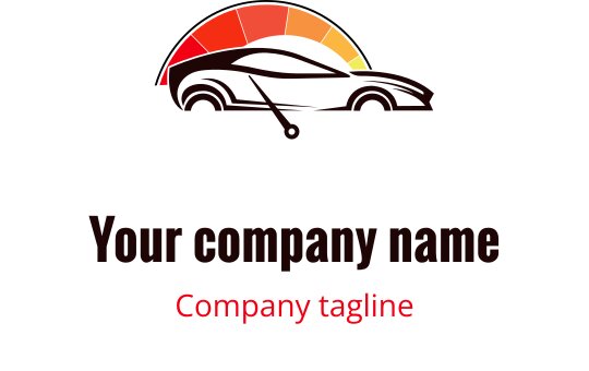 Renkli bir hız göstergesi ile şık araba logo tasarımı