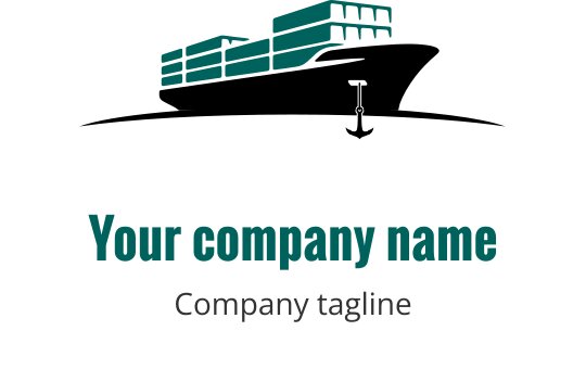 Stilize bir gemi silueti içeren yeşil logo tasarımı