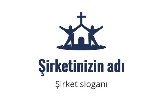 Topluluk odaklı bir logo tasarımı, bir kilise ve iki kolları havada figür içeriyor