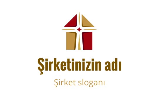 Kırmızı ve altın renklerinde geometrik şekil içeren modern logo tasarımı