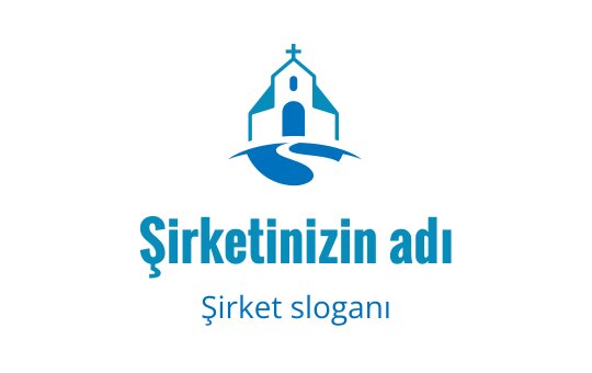 Mavi renkte kilise silueti ve kıvrımlı yol içeren modern logo tasarımı