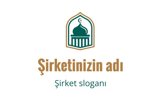 Şık bir logo tasarımı, yeşil ve altın vurgularla kubbe ve kemer içeriyor