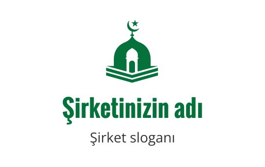 Hilal ve yıldız unsurlarıyla yeşil kubbe logo tasarımı