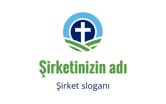 Dairesel manzara motifi içinde bir haç bulunan modern logo tasarımı