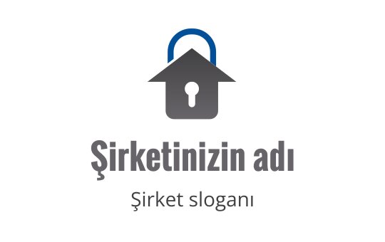 Gri ve mavi tonlarında ev ve kilit içeren modern logo tasarımı