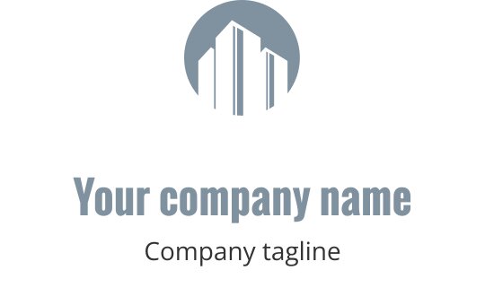 Modern bir bina silueti içeren yeşil logo tasarımı