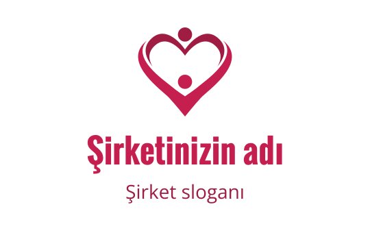 Kalp şeklinde logo tasarımı, sıcak pembe tonunda iki figür içeriyor