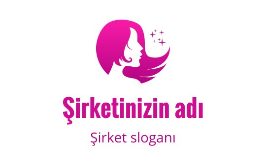 Şık pembe siluet logo tasarımı, bir kadının profili ve dalgalı saçlarıyla