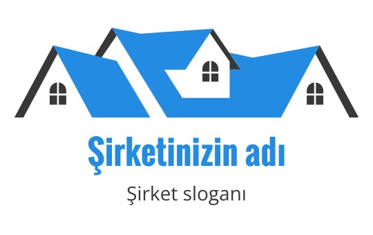 Modern mavi ve gri logo tasarımı, stilize edilmiş çatıları içeriyor