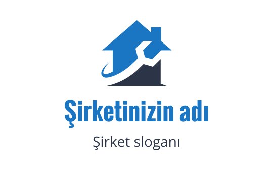 Modern mavi ev logo tasarımı, stilize edilmiş çatı ve anahtar unsuru ile