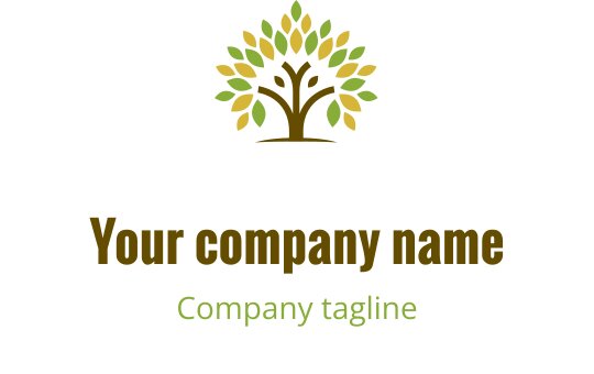 Yeşil yapraklar ve kahverengi gövdeye sahip modern ağaç logo tasarımı