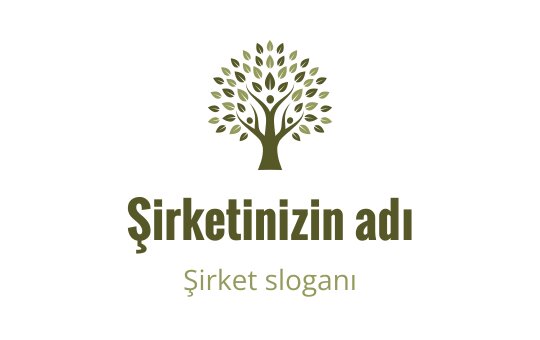Yuvarlak yapraklara ve sağlam bir gövdeye sahip şık ağaç logo tasarımı