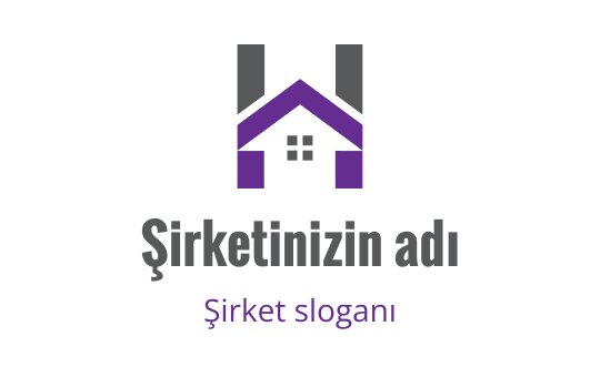 Mor vurgular ve cesur tipografi ile modern ev logo tasarımı