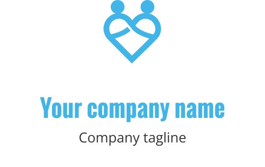 Kalp şeklinde iki soyut figür içeren modern logo tasarımı