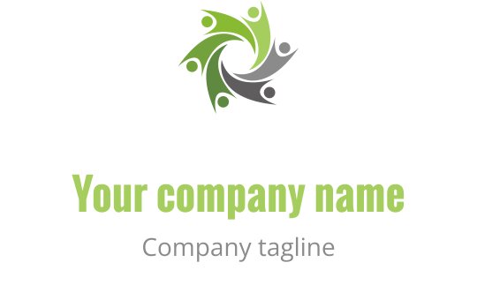 Yeşil ve gri renklerde iç içe geçmiş figürler içeren dinamik logo tasarımı