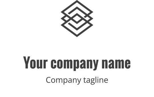 Şık gri logo tasarımı, geometrik şekiller ve modern hatlar içeriyor