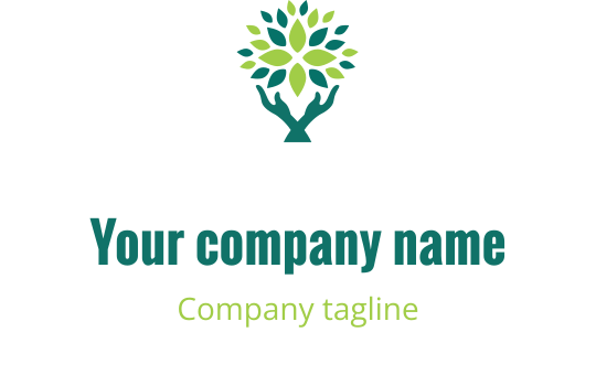 Yeşil yapraklı ağaç ve eller içeren modern logo tasarımı