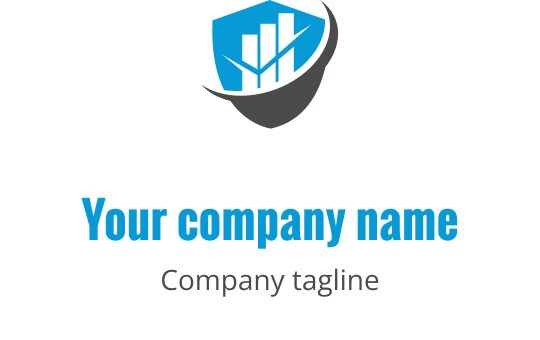 Soyut finansal unsurlar içeren profesyonel mavi ve gri logo tasarımı