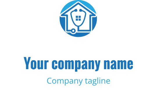 Stilize edilmiş tıbbi haç içeren yeşil ve mavi logo tasarımı