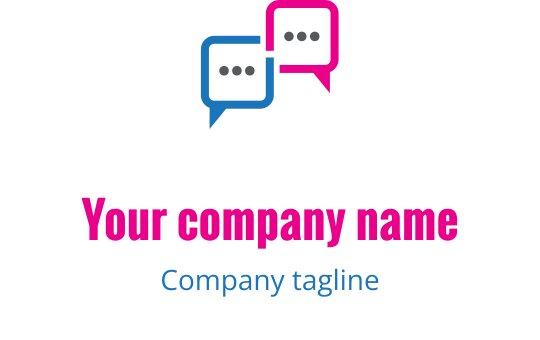 Mavi ve pembe konuşma balonları içeren modern logo tasarımı