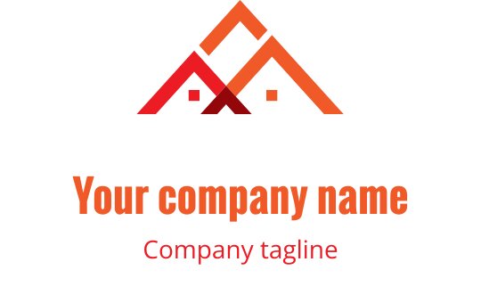 Kırmızı ve turuncu çatıların üst üste geldiği modern logo tasarımı