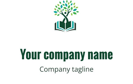 Açık bir kitabın üzerinde ağaç bulunan modern logo tasarımı
