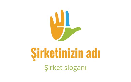 Renkli el logo tasarımı, canlı turuncu, yeşil ve mavi unsurlarla