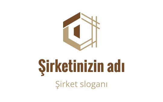 Modern altıgen logo tasarımı, kahverengi ve bej geometrik unsurlarla