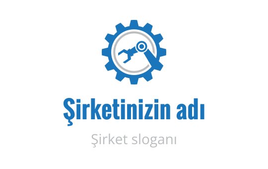 Modern mavi dişli logo tasarımı, anahtar ve büyüteç içeriyor