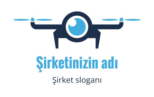 Dairesel göz ve mavi vurgularla modern drone logo tasarımı