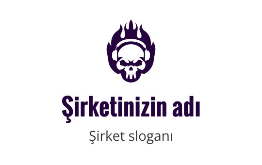 Kafatası logosu tasarımı, kulaklıklar ve mor alev detaylarıyla