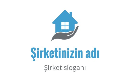 Mavi çatı ve el unsuru ile modern ev logo tasarımı