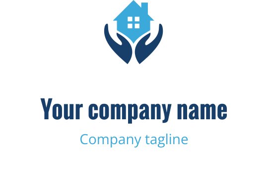 İki elin tuttuğu bir evi içeren modern logo tasarımı