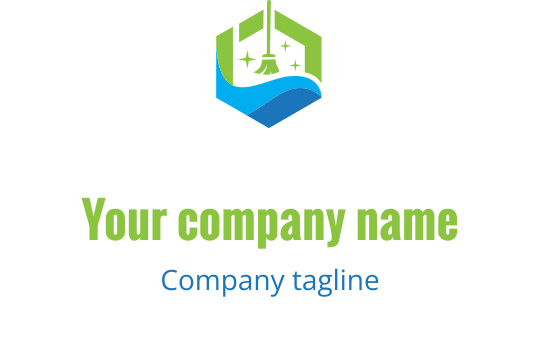 Modern altıgen logo tasarımı, çan ve dalga unsurları içeriyor