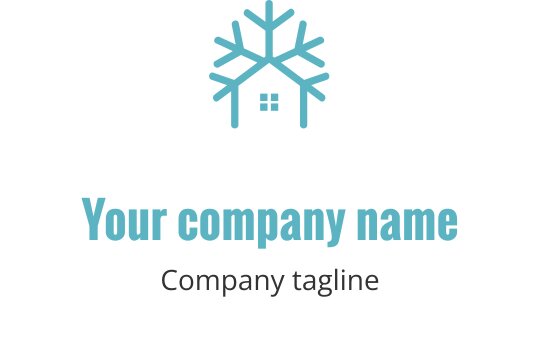 Bir ev silueti üzerinde kar tanesi bulunan modern logo tasarımı