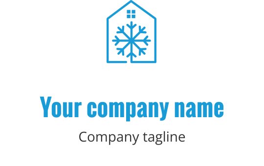 Modern mavi logo tasarımı, stilize edilmiş bir klima ünitesi içeriyor