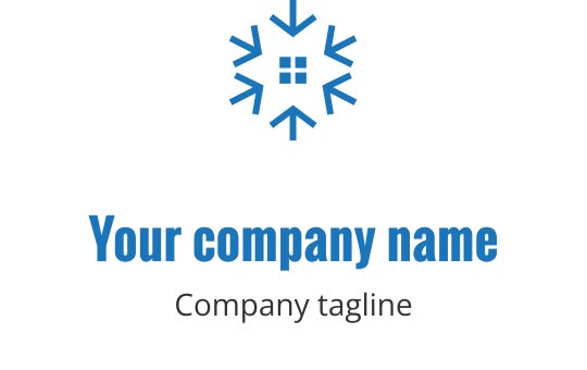 Modern mavi kar tanesi logo tasarımı, pencere unsuru ile birlikte